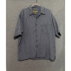 Cabana Silk Blend Camp Shirt Gray Textured Resort Casual M/L Coastal Grandpa
